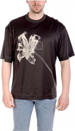 Emporio Armani ASV Lyocell jersey T-shirt met lelieprint - Heren - T-shirts - Zwart - L - Katoen - Tops