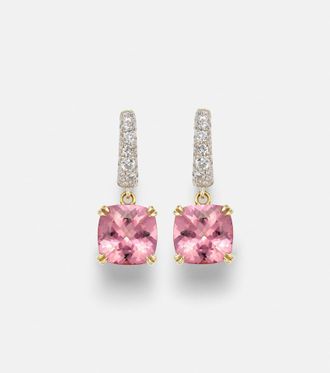 Octavia Elizabeth Cobblestone Micro 18kt gold hoop earrings with morganites and diamonds