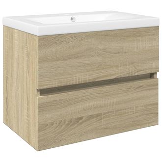 vidaXL Vidaxl - Set De Muebles De Ba&ntilde;o 2 Pzas Cer&aacute;mica Y Madera De Ingenier&iacute;a