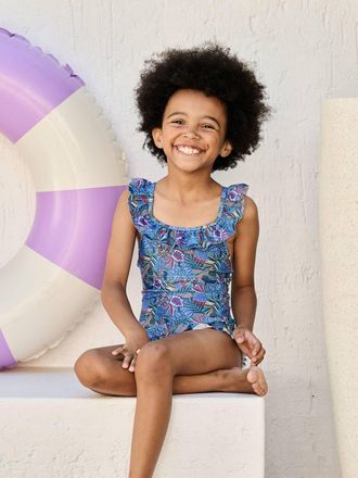 Vertbaudet Badeanzug mit Volants M&auml;dchen, Liberty Capsule Collection blau