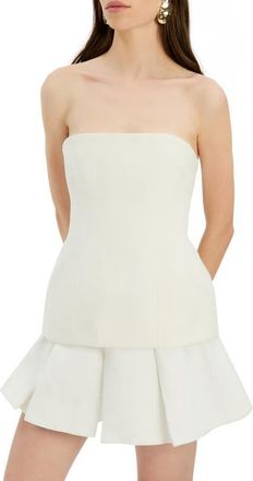 Bardot Helenia Strapless Linen Top in Orchid White at Nordstrom, Size 4