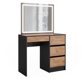 Vicco Tocador Sherry, Antracita/roble Dorado, 90 X 75 Cm Con Espejo Led Vicco