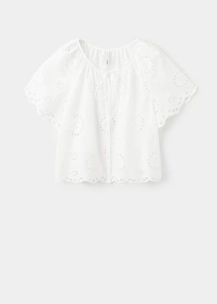 Mango Blusa traforata ricami bianco sporco - Donna - XS - MANGO
