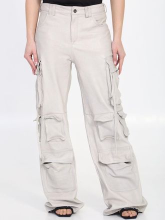 Salvatore Santoro Womens Leather Cargo Pants - Light Grey - Size EU 40 (Womens)