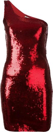 Saint Laurent Red Sequin One Shoulder Mini Dress Size M