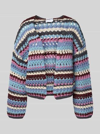 Jake*s Casual Strickjacke in Crochet-Optik in Bleu, Gr&ouml;&szlig;e S/M