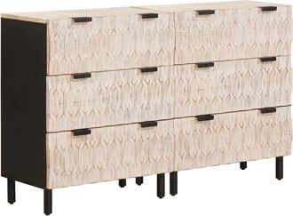 vidaXL Aparador 2 Uds. 60 X 33 X 75 Cm Madera De Mango Maciza Vidaxl
