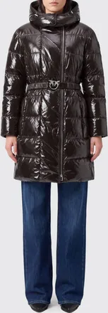 Pinko Piumino lungo trapuntato in nylon con cappuccio e cintura in vita