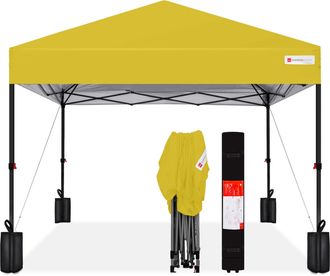 Best Choice Products 10x10ft Easy Setup Pop Up Canopy w/ 1-Button Setup, Wheeled Case, 4 Weight Bags