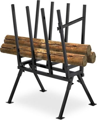 Relaxdays Caballete Para Motosierra, Soporte Cortar Le&ntilde;a, Ajustable, Hasta 400 Kg, Acero Resistente, 107x81x53 Cm, Negro - Relaxdays