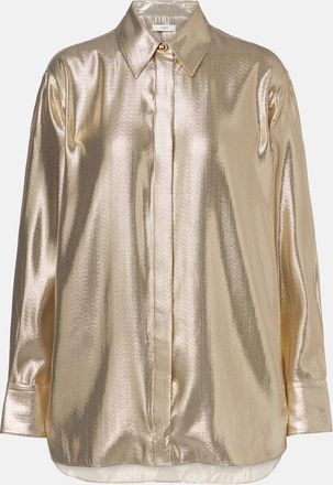 Joseph Capri silk-blend lamé blouse