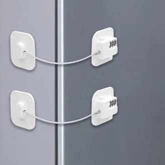 OEM Serratura A Combinazione Bianca Per Porta Del Frigorifero, Confezione Da 2 Serrature Di Sicurezza Per Finestre Per Bambini Con Adesivo Per Frigoriferi