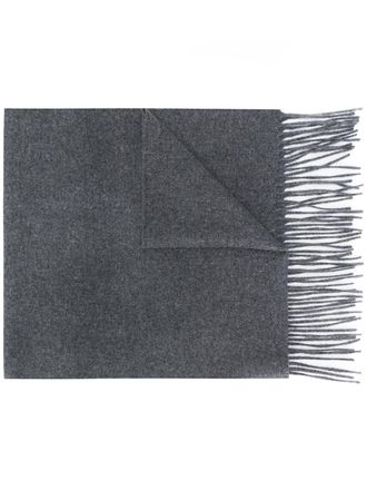 Moschino Sciarpa con logo ricamato e frange - Grigio