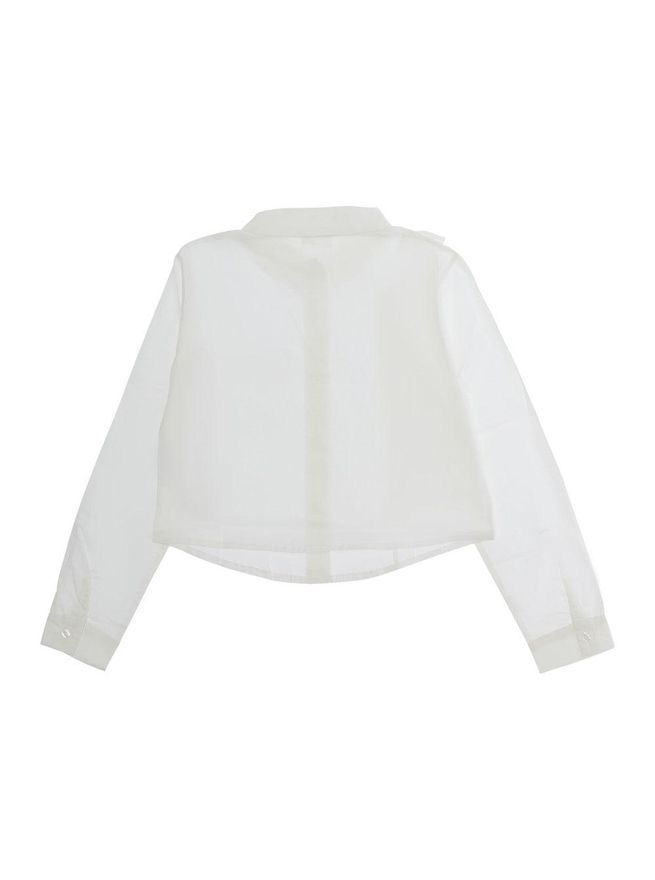 Ruffle-Trim Cotton Blouse - White