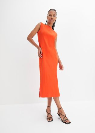 Bonprix Jerseykleid BONPRIX, Damen, Gr. 52/54 (XXL), N-Gr, blutorange, Jersey, Obermaterial: 95% Baumwolle, 5% Elasthan, bequem, Kleider Jerseykleid, aus Ripp