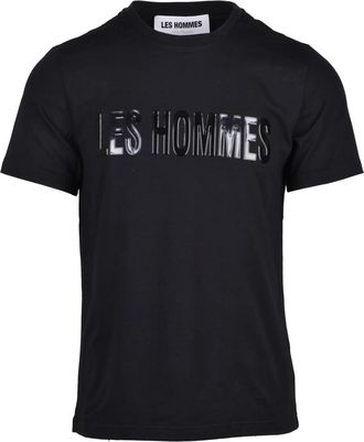 Les Hommes Black Cotton Elastane Men T-shirt