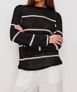 Rails Evangeline Lightweight Knit Sweater In Black Linen Stripe