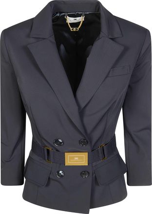 Elisabetta Franchi Tailored Double Breasted Belted Jacket