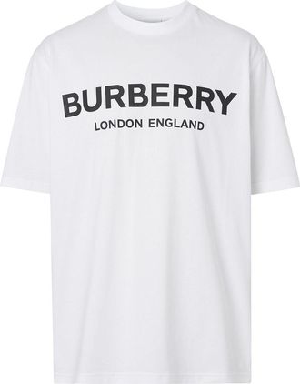 Burberry Mens London Letchford Logo Print T-shirt White Cotton - Size X-Small