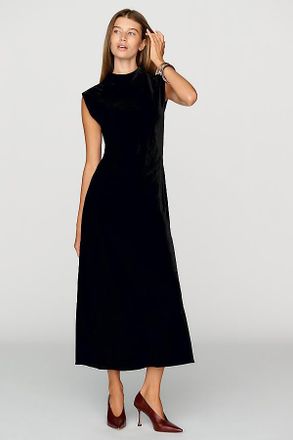 Maeve Charlette Velvet Mock Neck Midi Dress