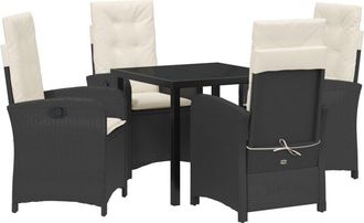 vidaXL Garden Dining Set 5 pcs Black Poly Rattan Vidaxl