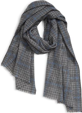 Andrew Stewart Glen Plaid Cashmere Scarf in Grey /black at Nordstrom
