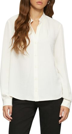 QS by s.Oliver Langarmbluse mit Raffung am Stehkragen