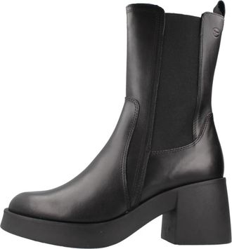 Tamaris Klassieke Chelsea Boots - Dames - Laarzen met Hak - Zwart - 37 EU - Schoenen