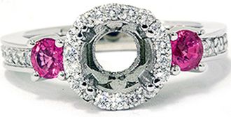 Pompeii3 3/4ct Pink Sapphire & Diamond Engagement Ring Semi Mount 14K White Gold