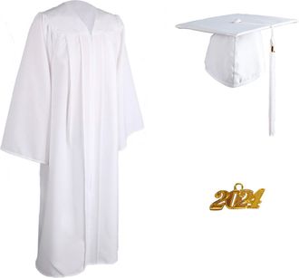 Generic Coat Men Jacket Adult Student Graduation Set Hat Gown Gown Tassel Pendant Dress Other (White, 57)