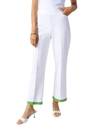 Joseph Ribkoff Embroidered Trim Pants In White/multi