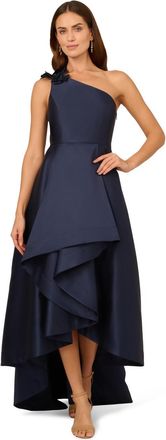Adrianna Papell Womens Mikado High Low Gown - Navy - Size 10 UK