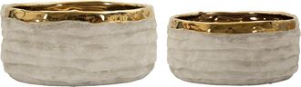 Dmora Vaso Leonar, Finitura Naturale, Colore Struttura Oro, Beige