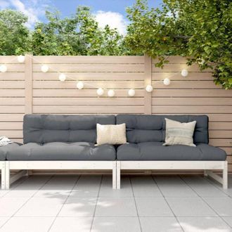 vidaXL Divani Centrali Giardino 2pz Bianchi 120x80cm Massello Pino - Vidaxl