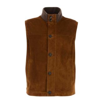 Brioni Suede Buttoned Gilet - male - Brioni - Waistcoats - Brown - L - Jackets