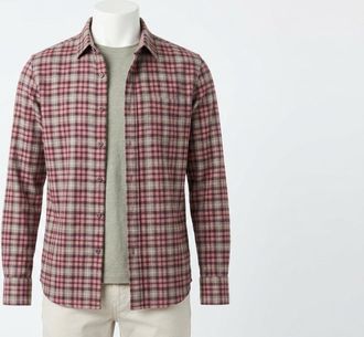 Faherty Coastline Knit Shirt In Redstone Forest Plaid
