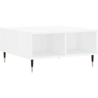 vidaXL Mesa De Centro Madera De Ingenier&iacute;a Blanco Brillo 60x60x30 Cm Vidaxl