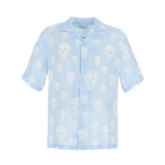 Alexander McQueen Skull-printed Hawaiian Shirt - male - Alexander McQueen - Short Sleeve Shirts - Blue - S - Shirts