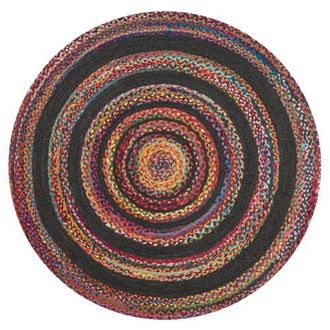Jonathan Y Designs Abyss Braided Bohemian Coastal Round Jute Round Area Rug in Red/multi at Nordstrom, Size 5Ft 0In X 5Ft 0In