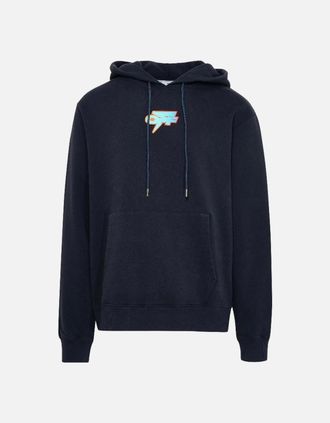 Off-white Mens Off White Degrade Thunder Slim Fit Navy Blue Hoodie - Black - Size: 40