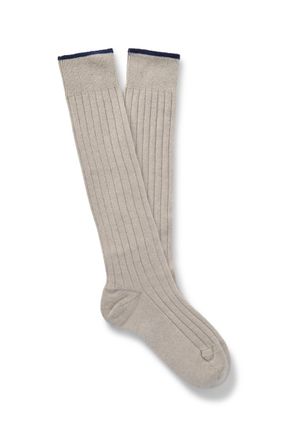 Brunello Cucinelli Ribbed Virgin Wool-Blend Socks