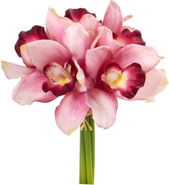 Nearly Natural Set Of 6 9In Cymbidium Orchid Artificial Flower Bundle