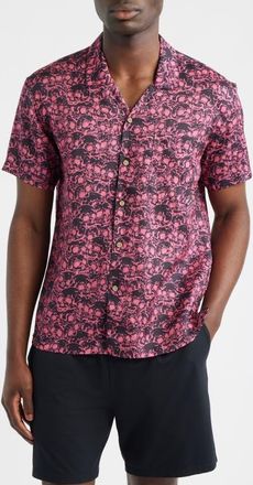 Boardies Skull Print Camp Shirt in Black/Red at Nordstrom, Size Xx-Large