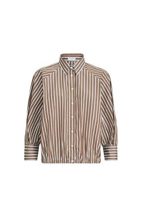 Brunello Cucinelli Shadow stripe poplin shirt in Brown at Nordstrom, Size X-Small Eu