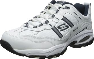 Skechers Sport Mens Vigor 2.0 Serpentine Memory Foam Sneaker, White/Navy, 13 EE - Wide