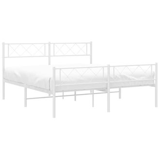 vidaXL Estructura Cama Sin Colch&oacute;n Con Estribo Metal Blanco 150x200 Cm Vidaxl