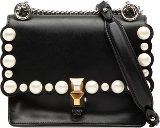 Fendi Pre-owned Fendi Mini Scalloped Leather and Pearls Kan I Crossbody Ladies 8M0381 A0ZR 188 P 8241