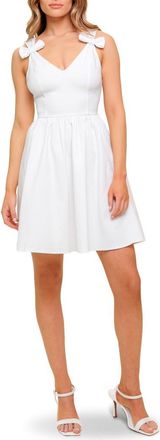 Flying Tomato Bow Strap Twill Minidress in White Denim at Nordstrom Rack, Size Medium