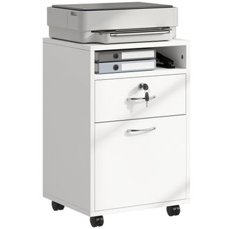 OEM Cajonera De Oficina Con Caj&oacute;n Con Cerradura Y Armario Con Ruedas Soporte De Impresora Para Estudio 40x35x60 Cm Blanco