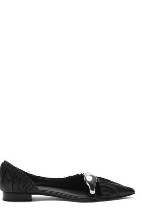 Mani&egrave;re De Voir Celeste Leather Ballet Flats with Hardware in Midnight at Nordstrom, Size 7